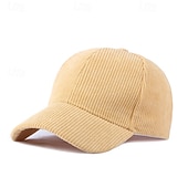 abordables Casquette de baseball pour homme-Unisexe Casquette de baseball Noir Jaune Velours côtelé Bandes Pur Chaud ancien Occasionnel Occasionnel Quotidien Vêtements de rue Couleur Unie Protection solaire