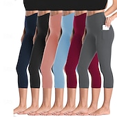 preiswerte Einfarbige Leggings-Damen Leggings Urlaub Mode Streetwear Wadenlang Hohe Taille Einfach Elastischer Bund Bequem Komfort Weich Hohe Elastizität Innen Yoga Dunkelgrau Wein Marinenblau Schwarz Frühling Herbst Lässiger