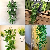 levne Umělé rostliny a zeleň-6 svazků umělých závěsných rostlin, vinné révy pro dekoraci pokoje, umělá zeleň břečťanu, girlandy pro domov, ložnici, obývací pokoj, estetické kuchyňské kancelářské stěny, terasu, knihovnu,