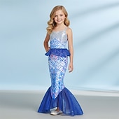  sereia Princesa sereia Vestidos Fantasia de festa temática Fantasias for Para Meninas Infantil Crianças Carnaval Baile de Máscaras Festa Feriado
