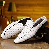 baratos Socas e Mules para Homem-Mocassins masculinos vermelhos em couro sintético – design elegante com perfurações para maior respirabilidade, perfeitos para o escritório, eventos formais e passeios casuais.