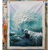 cheap Landscape Paintings-Handmade Oil Painting Hand Painted Vertical Abstract Landscape Modern Rolled Canvas (No Frame)