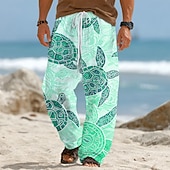 Χαμηλού Κόστους Ανδρικό εμπριμέ casual παντελόνι-Ανδρικά Χελώνες Θαλάσσια πλάσματα Παντελόνια Casual παντελόνι Φαρδύ παντελόνι Μεσαία Μέση Χαβανέζα ΕΞΩΤΕΡΙΚΟΥ ΧΩΡΟΥ Διακοπές Ρούχα παραλίας Ελαστική μέση με κορδόνι Παντελόνι σε σχήμα λινού με τσέπες