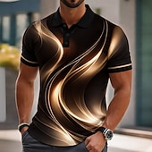 tanie Męska koszulka polo geometryczna-Męskie Geometryczny Tenké Koszulki polo Krótki rękaw Koszulki polo Koszule z kołnierzykiem Codzienny Athleisure Guziki Lato Wiosna Czerwony