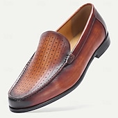 economico Mocassini in pelle premium-mocassini casual da uomo in pelle pregiata, elegante finitura marrone con cinturino, perfetti per eventi diurni e abbigliamento da resort