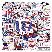voordelige VS 250e-200 stuks 4 juli stickers, 4 verpakkingen van 50 patriottische waterdichte vinylstickers voor waterflessen en laptops, stickers met de Amerikaanse vlag voor Onafhankelijkheidsdag voor kinderen,
