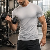 billiga Löpar-T-shirts och linnen-Herr Solid färg T-shirt för jogging Kompressionströja Atletisk skjorta Sport topp Sommar Kortärmad Snabb tork Fuktabsorberande Andningsfunktion Gymträning Gång Joggning Svart Vit Himmelsblå