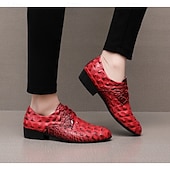 Χαμηλού Κόστους Derby παπούτσια-Ανδρικά παπούτσια με κορδόνια από συνθετικό δέρμα σε κόκκινο μοτίβο κροκόδειλου, μοντέρνα σχεδίαση για ειδικές περιστάσεις