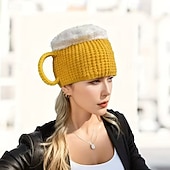 cheap Warm&amp;Heated Collection-Beer-Shaped Party Hats with Beer Bubble Fun Novelty Knitted Beer Design Hats for Oktoberfest Costume Parties Beer Tasting Funny Gift for Men &amp; Women Beer Lovers