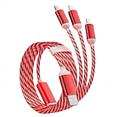 economico Luci decorative-Cavo di ricarica luminoso 3 in 1, cavo di ricarica multi-led, cavo di ricarica luminoso, cavo USB 3A, compatibile con la maggior parte degli smartphone