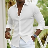 voordelige heren overhemd met knopen-Voor heren Overhemd Corduroyshirt Overhemd met knopen Marineblauw Blauw Lange mouw Effen Strijkijzer Casual Dagelijks Button-omlaag Kleding Katoen Modieus Streetwear Klassiek Casual
