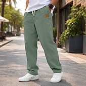 abordables pantalons décontractés-Homme Pantalon en velours côtelé Pantalon décontracté Cordon de serrage Jambe Droite Couleur Unie Confort Longueur complète Occasionnel Quotidien Extérieur Vacances Mode Bleu Noir Non Elastique
