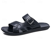 cheap Casual Sandals-Men's Faux Leather Buckle Sandals, Stylish and Comfortable for Resort Wear and Outdoor Events