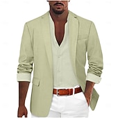 baratos Blazers Clássicos Masculinos-Homens Jaqueta Blazer Colar de entalhe Moda Leve Casual Cor Sólida Blazer Preto Verde Claro Vermelho Moderno Comum 1 Butão