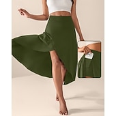 preiswerte Damenröcke &amp; Skorts-Damen Einfarbig Lässiger Rock Tennis-Skort Tennisröcke mit Shorts Sportrock Tasche Hohe Taille Asymmetrisch Schnelltrocknend Atmungsaktiv Tennis Golfspiel Pickleball Rock Schwarz Blau Dunkelgrün