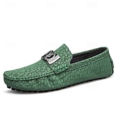 baratos Mocassins casuais-Mocassins masculinos verdes em couro sintético, elegantes e versáteis para ocasiões casuais e eventos de verão.