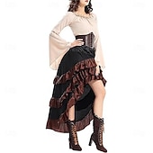 economico Outfit-Set Gotico Medievale Rinascimento Gonna Blusa / Camicia Corsetto Lunghe Pirata Linea ad A Scollo Tondo Costume Per donna Halloween Carnevale Fiera Rinascimentale LARP Festa a tema retrò Adulti