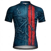 preiswerte Radtrikot Herren-Herren Radtrikot Downhill-Trikot Geometrisch Fahhrad Kurzarm Fahhrad Trikot T-Shirt mit 3 Gesäßtaschen UV-beständig Schnelltrocknend Mit Taschen Frontreißverschluss Sport Blau Schwarz Grün Bekleidung