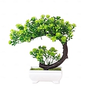 levne Umělé rostliny a zeleň-Umělé rostliny, malé umělé bonsaje pro domácí dekorace, obývací pokoj, koupelna, knihovna, předsíň, stůl, nástěnná police, moderní farmářská dekorace, výška 8,5 cm, zelená
