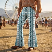 abordables Fondos-Retro Antiguo Boho Años 70 Pantalones Los pantalones de campana Hippie Disco Alta cintura Étnico Disfraz Hombre Víspera de Todos los Santos Carnaval Festival de Música Fiesta temática retro Adulto