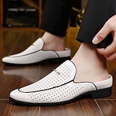 baratos Socas e Mules para Homem-Mocassins masculinos vermelhos em couro sintético – design elegante com perfurações para maior respirabilidade, perfeitos para o escritório, eventos formais e passeios casuais.
