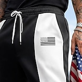 ieftine Picior drept-Bărbați Pantaloni Sport Pantaloni de sport cu picior drept Cordon Buzunar Talie elastică Bloc Culoare Steag Național Confort Lungime totală Casual Zilnic În aer liber Vacanță Modă Negru Roșu-aprins