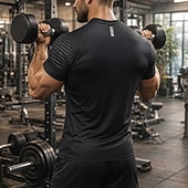 billiga Löpar-T-shirts och linnen-Herr Solid färg T-shirt för jogging Kompressionströja Atletisk skjorta Sport topp Sommar Kortärmad Snabb tork Fuktabsorberande Andningsfunktion Gymträning Gång Joggning Svart Vit Himmelsblå