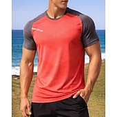 olcso Futó pólók és ujjatlan felsők-Férfi Színes Majica za trčanje Testhetzálló póló Sportos póló Sportos felső Nyár Kollázs Rövid ujjú Gyors szárítás Könnyű Nedvességelvezető Légáteresztő Edzőterem edzés Gyaloglás Kocogás Fekete