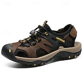 voordelige Buitensandalen-Gele outdoor wandelschoenen voor heren van imitatieleer, waterdichte en sneldrogende sandalen voor buitenavonturen, strandvakanties en reizen.