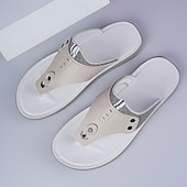 Недорогие Повседневные сандалии-Стильные мужские шлепанцы из искусственной кожи, дышащий дизайн, идеально подходящие для летнего отдыха на пляже и у бассейна.