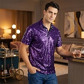 economico Cime-Retrò Vintage Anni '70 Rave T-shirt Polo Maniche corte Disco Paillettes Costume Per uomo Halloween Carnevale Festival Musicale Parata dell'Orgoglio Mese dell'orgoglio Adulti Maglietta Primavera