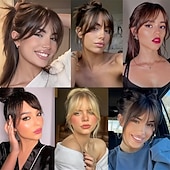 cheap Bangs-Bangs Hair Clip in Bangs Fringe with Temples Hairpieces for Women Hair Bangs Extension for Daily Wear (Natural black#)
