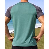 olcso Futó pólók és ujjatlan felsők-Férfi Színes Majica za trčanje Testhetzálló póló Sportos póló Sportos felső Nyár Kollázs Rövid ujjú Gyors szárítás Könnyű Nedvességelvezető Légáteresztő Edzőterem edzés Gyaloglás Kocogás Fekete