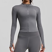 economico Giacche da corsa-Per donna Tinta unita Giaccia da corsa Giacca da esterno Giacca sportiva Estate Primavera Autunno Cerniera completa Snello Manica Lunga Asciugatura Rapida Leggero Elastico Traspirante Palestra Corsa