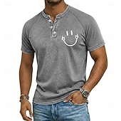 ieftine Vintage&amp;amp;Retro-Bărbați Epocă Spălat Tricouri Henley Top Cămașă spălată Manșon scurt Epocă Casual Tulburat Casual Zilnic În aer liber Vară Primăvară Toate Sezoanele Albastru Deschis Mov Gri Henley Tricou Henley