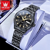 cheap Mechanical Watches-New Olevs Brand Ladies' Business Watch With Luminous Display, Calendar And Week Indication, Fully Automatic Mechanical Movement, Diamond-Set Rhombus Shape, Water-Resistant, Suitable For Casual And Spo