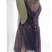 economico Abiti da Pattinaggio Artistico-Abito da pattinaggio artistico Per donna Pattinaggio sul ghiaccio Vestito Viola scuro Patchwork Foro per il pollice Alta elasticità Allenamento Competizione Vestiti da pattinaggio sul ghiaccio