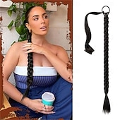 economico Code-Extension per coda di cavallo lunga con elastico, lisce e avvolgenti, extension per capelli sintetici morbidi e soffici, per donne, da indossare tutti i giorni, 26 pollici, biondo chiaro, mix platino,