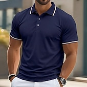 abordables Polo clásico para hombre-Hombre Camiseta de golf Camisetas polo piqué Casual Negocio Cuello polo acanalado Manga Corta Moda Básico Color sólido Plano Botones Verano Primavera Primavera &amp; Otoño Ajuste regular Azul cielo