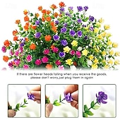 זול פרח מלאכותי-6 חבילות פרחים מלאכותיים פרחים מזויפים חיצוניים לקישוט עמיד בפני UV ללא דהייה צמחי פלסטיק מלאכותיים גינה למרפסת חלון עיצוב ארגזי חלון