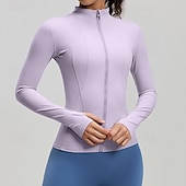 billiga Löparjackor-Dam Solid färg Joggingjacka Utomhusjacka Sportjacka Sommar Vår Höst Blixtlås i fullängd Smal Långärmad Snabb tork Lättvikt Elastisk Andningsfunktion Gym Löpning Träning Blå Rodnande Rosa Purpur