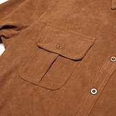 baratos Camisas de trabalho masculinas-Homens Camisa Social Textura Camisa casual Camisas de trabalho Camiseta de Veludo Azul Marinha Azul Manga Longa Tecido Colarinho de Camisa Casual Diário Bolso frontal Roupa Elegante Moda Roupa de rua