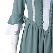 abordables Vestido-Retro Antiguo Medieval Renacimiento Hasta el Suelo Vestidos Campana Princesas Escote Cuadrado Disfraz Mujer Fantasía Víspera de Todos los Santos Carnaval Mascarada Feria del Renacimiento LARP Adulto