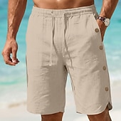 preiswerte Urlaub-Herren Shorts Leinenshorts Sommershorts Strandshorts Kordelzug Elastischer Bund Knöpfe Einfach Komfort Atmungsaktiv Kurz Täglich Outdoor Strand Urlaub Mode Schwarz Weiß Unelastisch