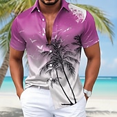 economico Camicia in Raso da Uomo-Per uomo Albero di Cocco Colore sfumato Piante Tropicali Camicia in raso Camicie hawaiane Camicia Aloha Manica Corta Hawaiano Quotidiano Vacanza Estate Primavera Collo ripiegato Stampa 3D Camicie con