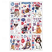  9 ark nye søte hundeflagg-glassklistremerker til uavhengighetsdagen i USA, feirer festivalen med elektrostatiske klistremerker