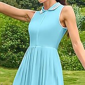 cheap Women's Tennis Dress-Women's Patchwork Petit Tennis Dress Tennis Dress with Built in Shorts and Bra Sports Dress Sleeveless Zip Up Pocket Elastic Sweat-Wicking Breathable Tennis Running Fitness Dress Black White Wine