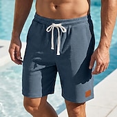 Χαμηλού Κόστους Casual σορτς-Ανδρικά Σορτς βάφλα Σορτσάκια Καλοκαιρινό σορτς Casual σορτς Κορδόνι Τσέπη Ελαστική μέση Σκέτο Άνεση Αναπνέει σύντομο ΕΞΩΤΕΡΙΚΟΥ ΧΩΡΟΥ Διακοπές Αθλητισμός Καθημερινό Μαύρο Λευκό Μικροελαστικό