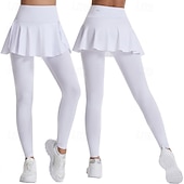 cheap Women's Skirts &amp; Skorts-Women's Solid Colored Casual Skirt Tennis Skort Tennis Skirt with Leggings Sport Skirt Pocket High Waist Quick Dry Breathable Tennis Golf Pickleball Skirt Bottoms Black White Tennis Clothing