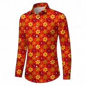 abordables Tapas-Retro Antiguo Años 70 Camisas Camisa hawaiana Larga Hippie Floral Disfraz Hombre Mascarada Festival de Música Fiesta Ropa Cotidiana Adulto Camisas